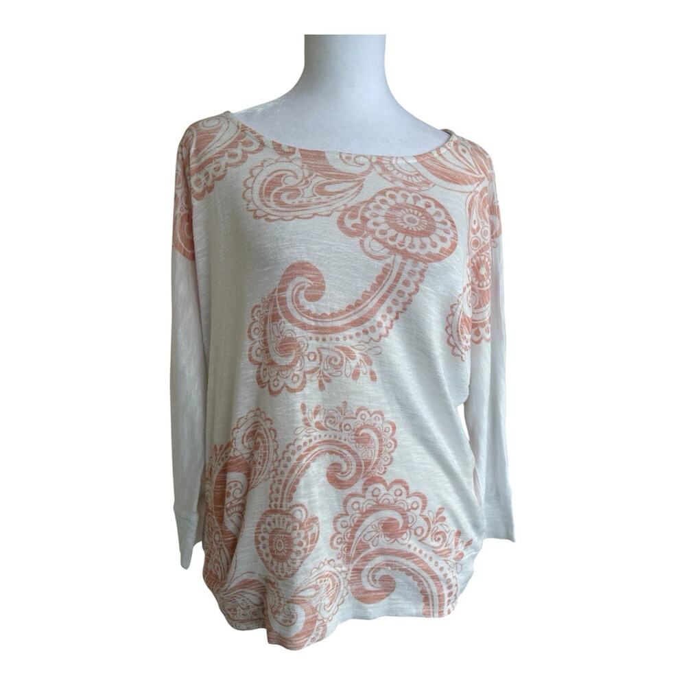 RARE Vintage Forever 21 Paisley Sheer Knit Top Made In USA Dolman Pink Sz S